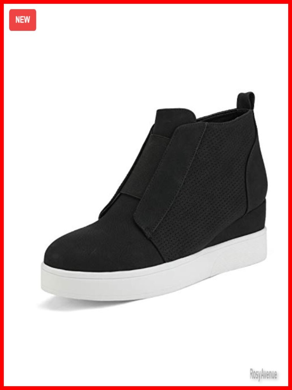 DREAM PAIRS Women's Platform Wedge Sneakers Ankle Booties - Perforated PU, Side